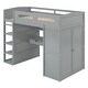 preview thumbnail 30 of 38, Twin Size Solid Wood Loft Bed with Desk, Wardrobes & Drawers