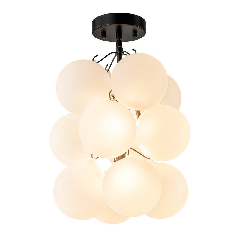 2-Light Modern Cluster Frosted Glass Globe Bubble Chandelier for Dining Room/Living Room