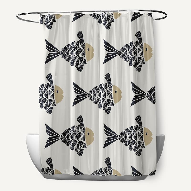 Fish Tales Shower Curtain - Taupe