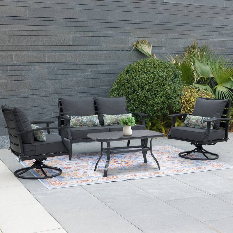 Aoodor Outdoor Deep Seat Chair Cushion Set (Set of 2 Seats, 2 Backs, 2 Pillows)