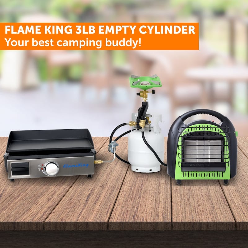 Flame King 3LB Steel Propane LP Tank Cylinder with Gauge & OPD Valves