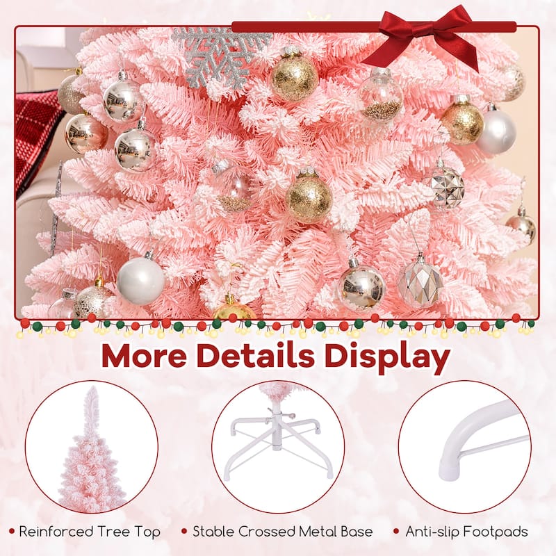 Gymax 5/7/8/6 FT Artificial Pink Christmas Tree w/ 328/635/1000/460