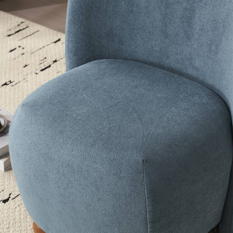 Roomfitters Modern Low Back Barrel Chair, Upholstered Armless Design with Round Pine Wood Feet for Living Room, Bedroom