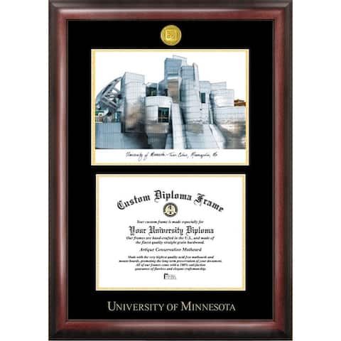 University of Minnesota 11w x 8.5h Gold Embossed Diploma Frame with Campus Images Lithograph