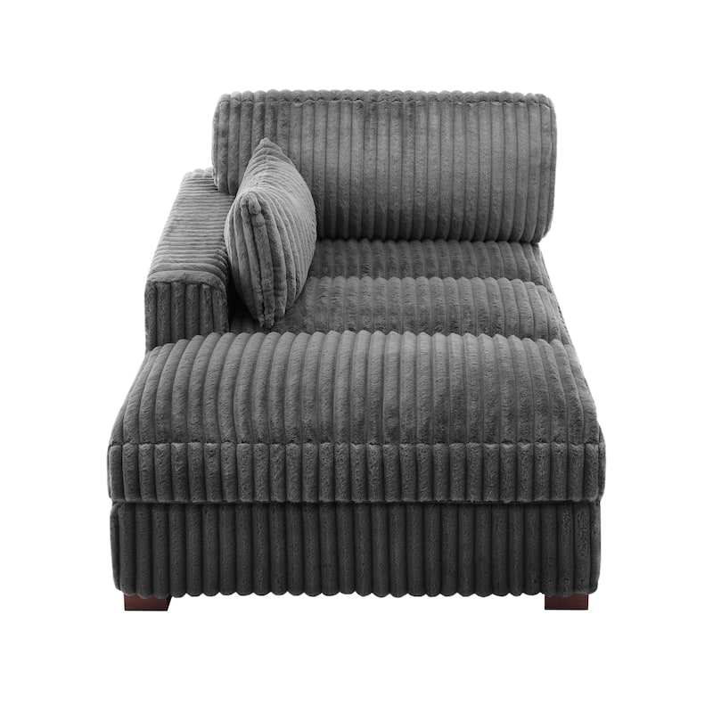 41" W Plush Corduroy Chaise Lounge with Pillows