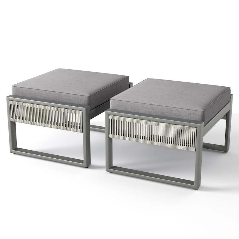 Pocassy 5 Inch Outdoor Patio Ottomans Set of 2