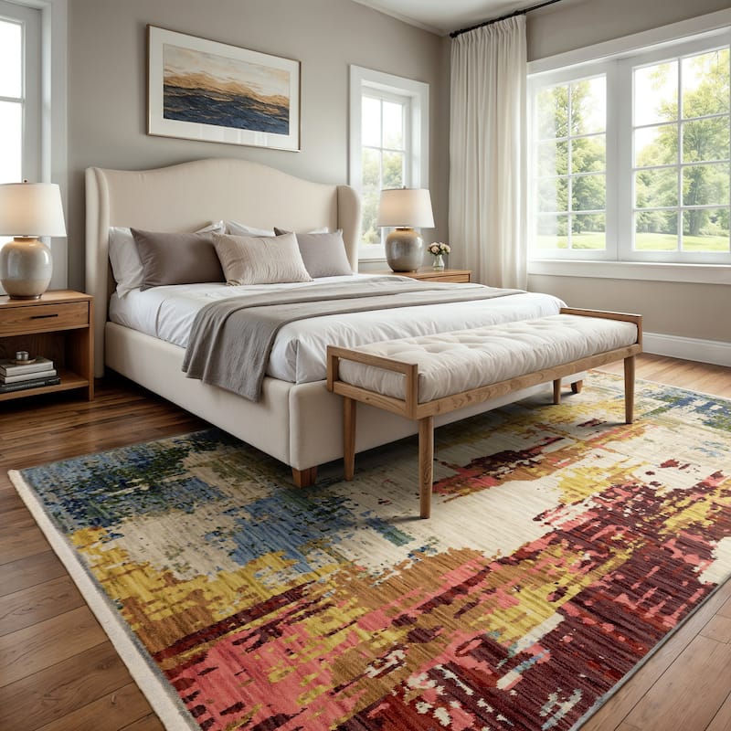 Style Haven Shiloh Abstract Beige/Multi Wool Blend Area Rug - 2' x 3' - Rectangle