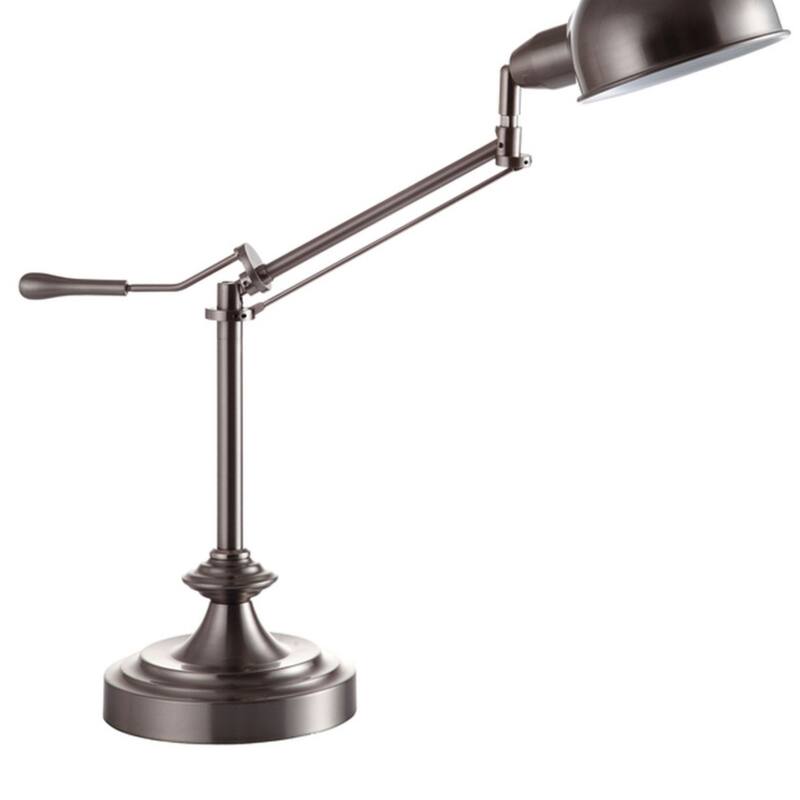 24.5" Tall Metal adjustable Table Lamp with Perch Swing Arm, Silver finish