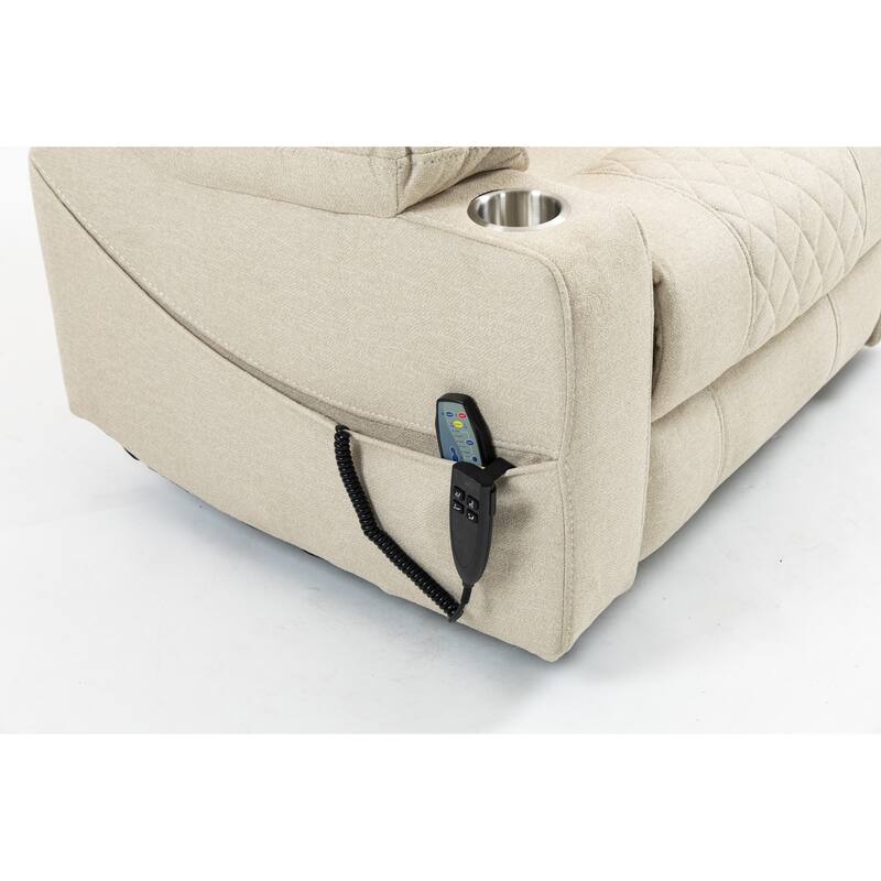 Velvet Oversized Power Lift Recliner Chair, Dual OKIN Motors & Cup Holders