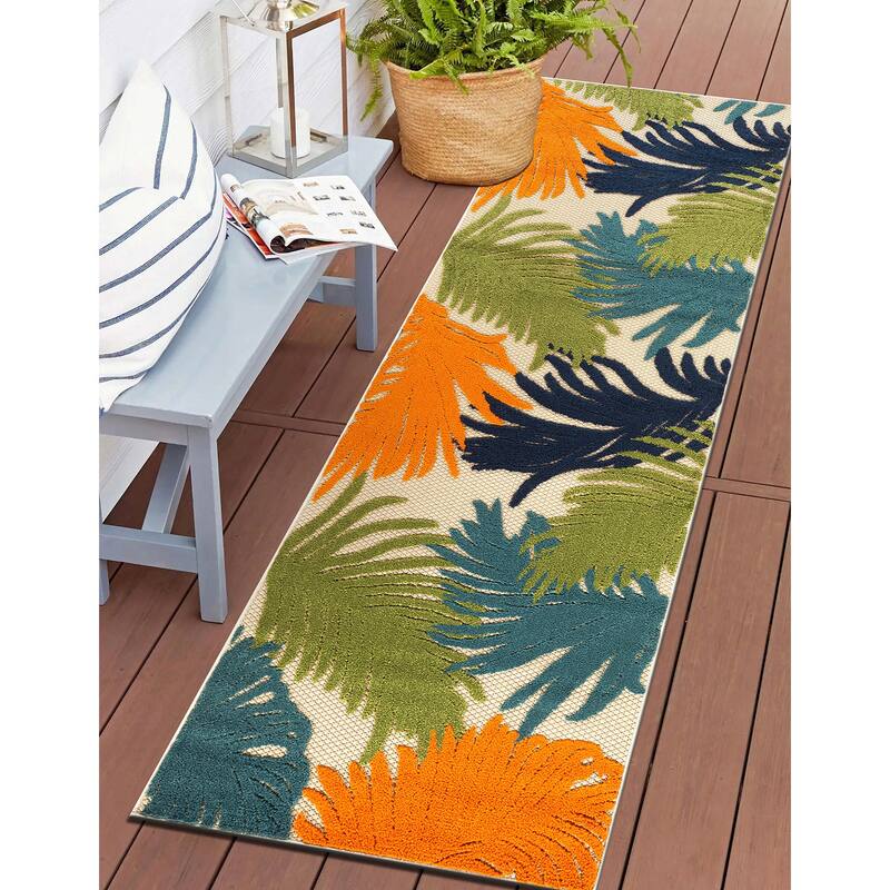 World Rug Gallery Tropical Floral Indoor/Outdoor Area Rug - 2' 7" x 8' - Multi