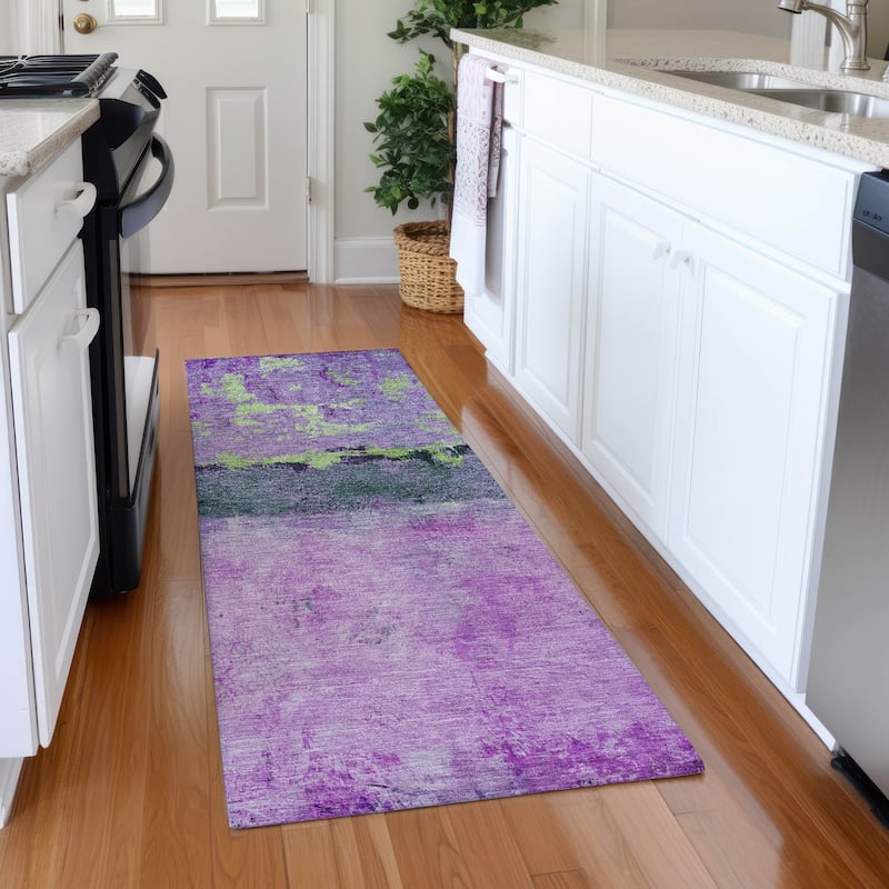 Premium Washable Super Soft Abstract Ombre Mayfield Rug - Purple - 2'3" x 7'6"