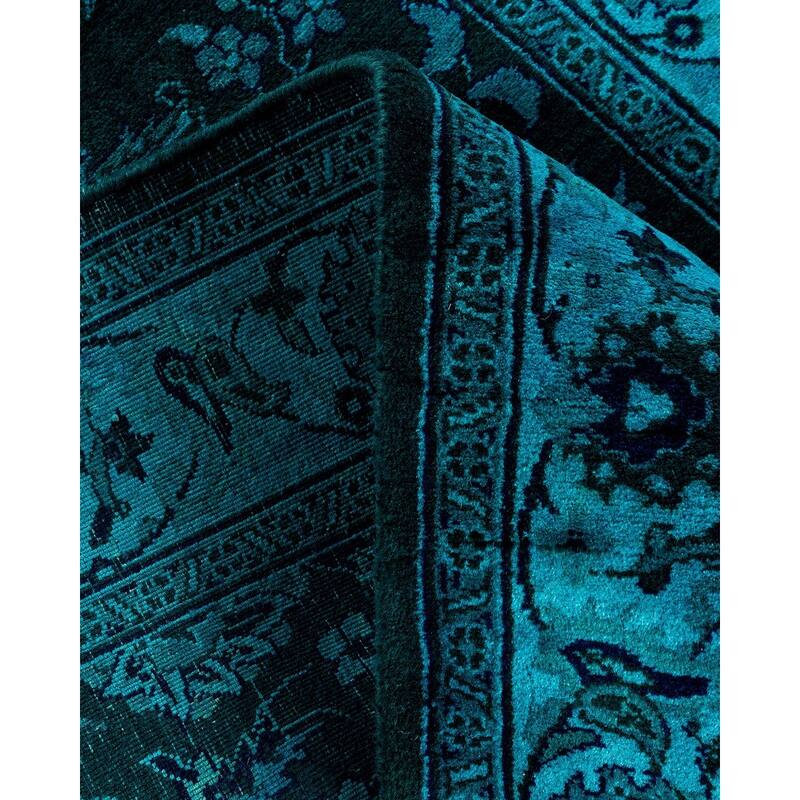 Overdyed, One-of-a-Kind Hand-Knotted Area Rug - Blue - 2' 6" x 12' 2"