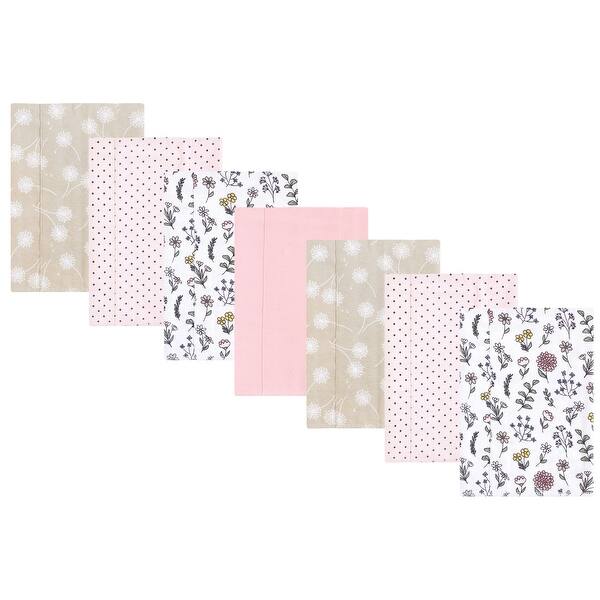 slide 1 of 1, Hudson Baby Infant Girl Flannel Burp Cloth 7pk, Dandelion Wish, One Size - Dandelion Wish 7 Pack - One Size One Size - Dandelion Wish 7 Pack