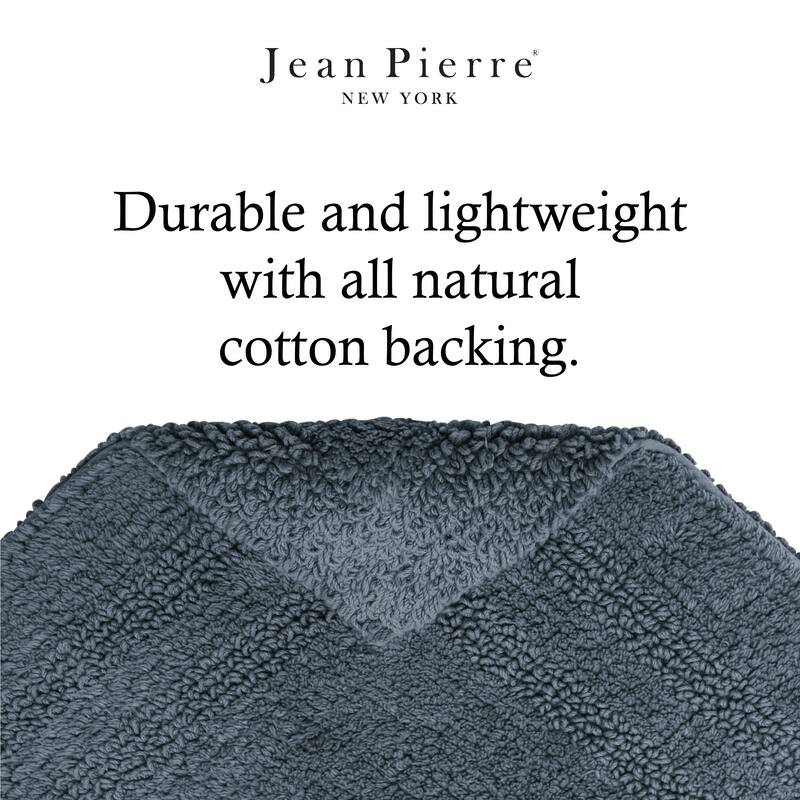 Jean Pierre Cotton Stonewash Racetrack 17 x 24 in. Bath Rug