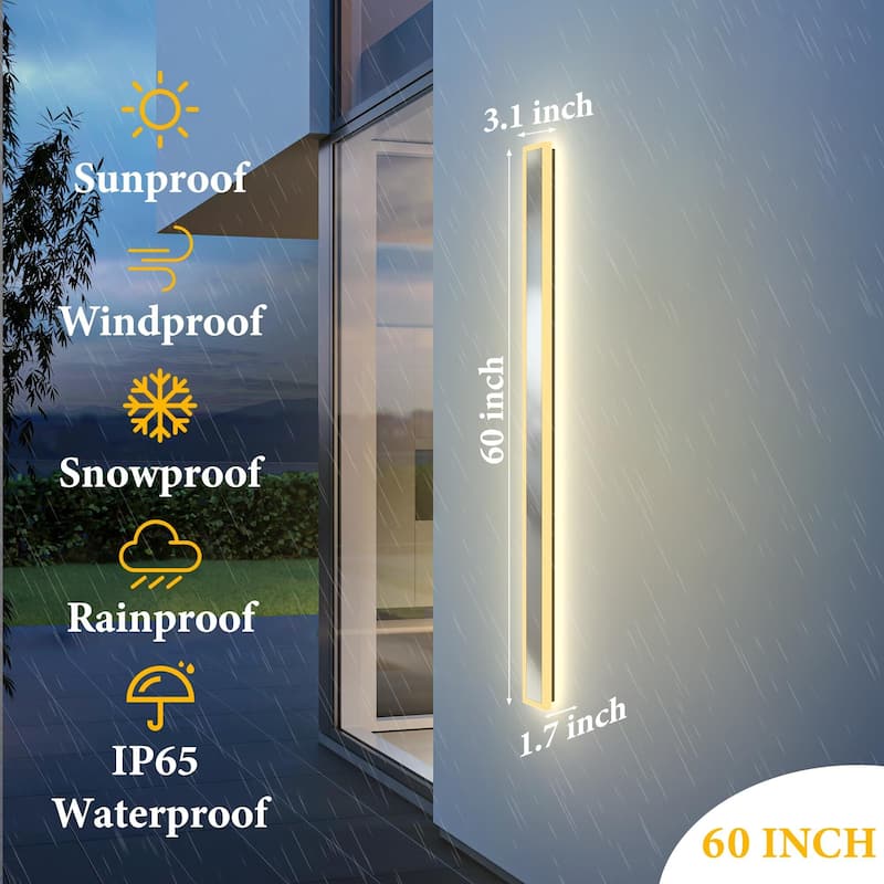 Set of 2 Outdoor Long Strip LED Wall Sconce RGBCW Wall Light Lamp