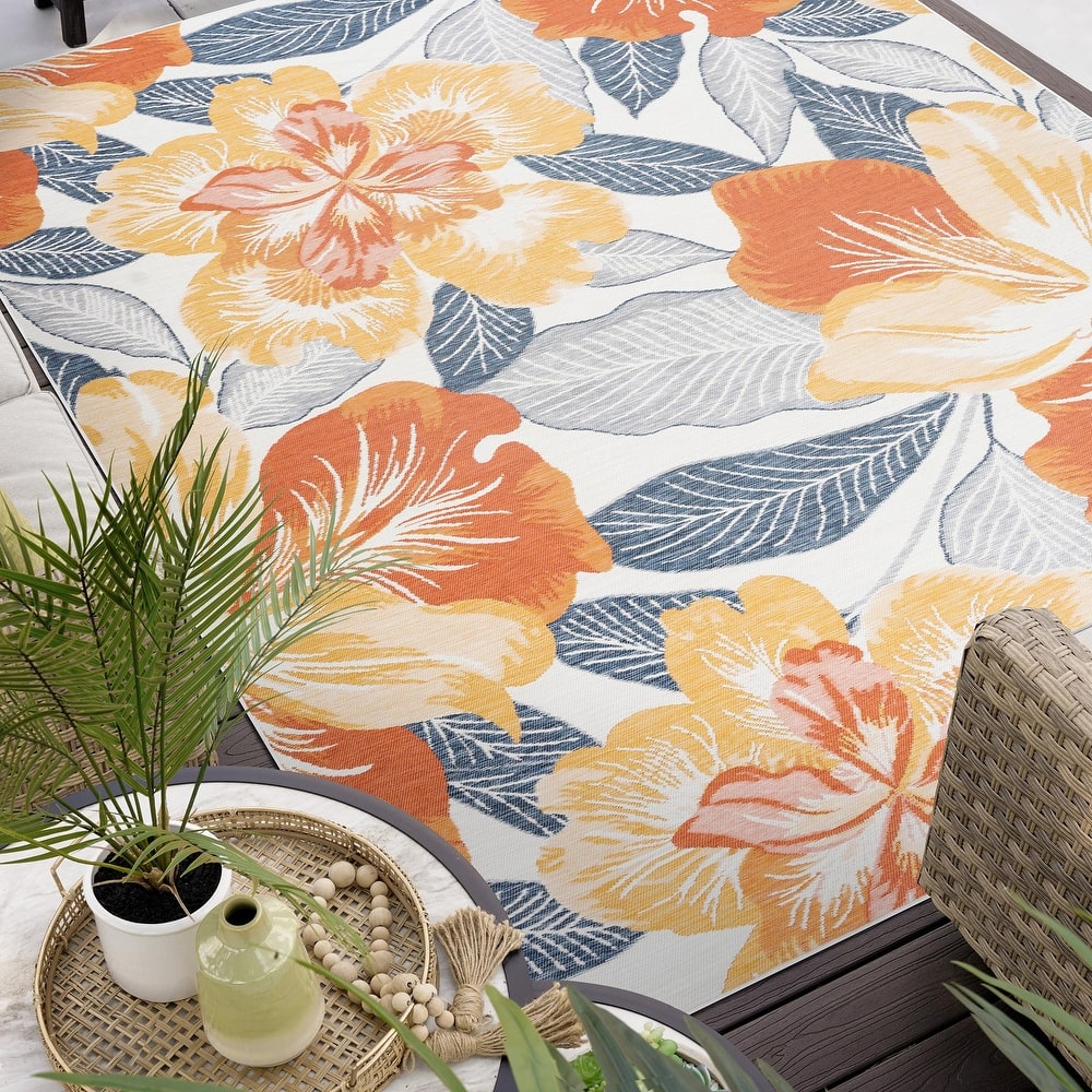 Alfresco Nautical & Coastal Floral & Botanical Reversible Indoor/Outdoor Area Rug