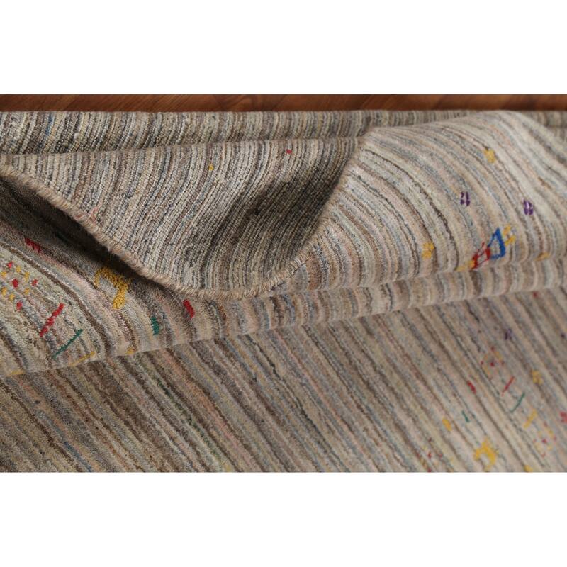 Striped Tribal Gabbeh Oriental Area Rug Handmade Wool Carpet - 4'11"x 7'11"