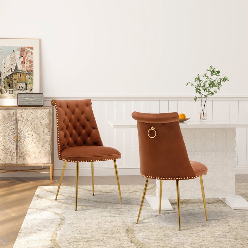 Clihome Modern Velvet Upholstered Featured Dining Chairs (Set of 2)