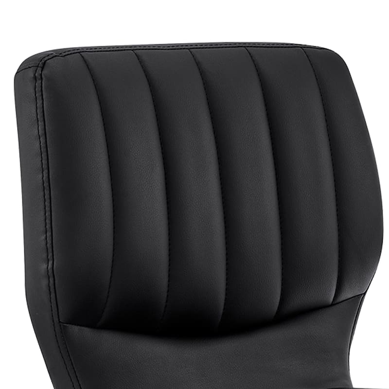 21 Inch Metal and Leatherette Swivel Bar Stool, Black