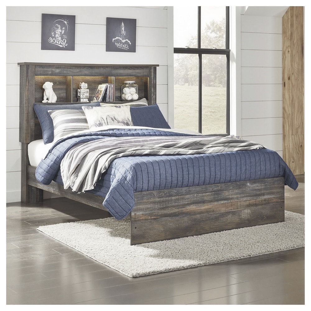 Drystan Rustic Brown Bookcase Bed
