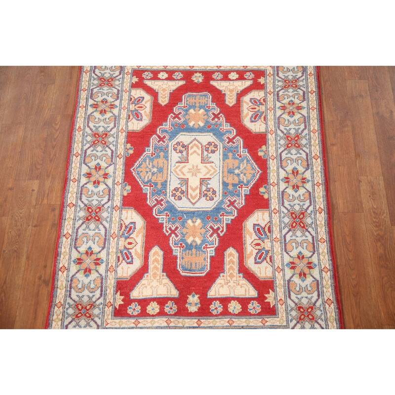 Red Kazak Rug Handmade Traditional Wool Carpet - 3'1"x 5'0"