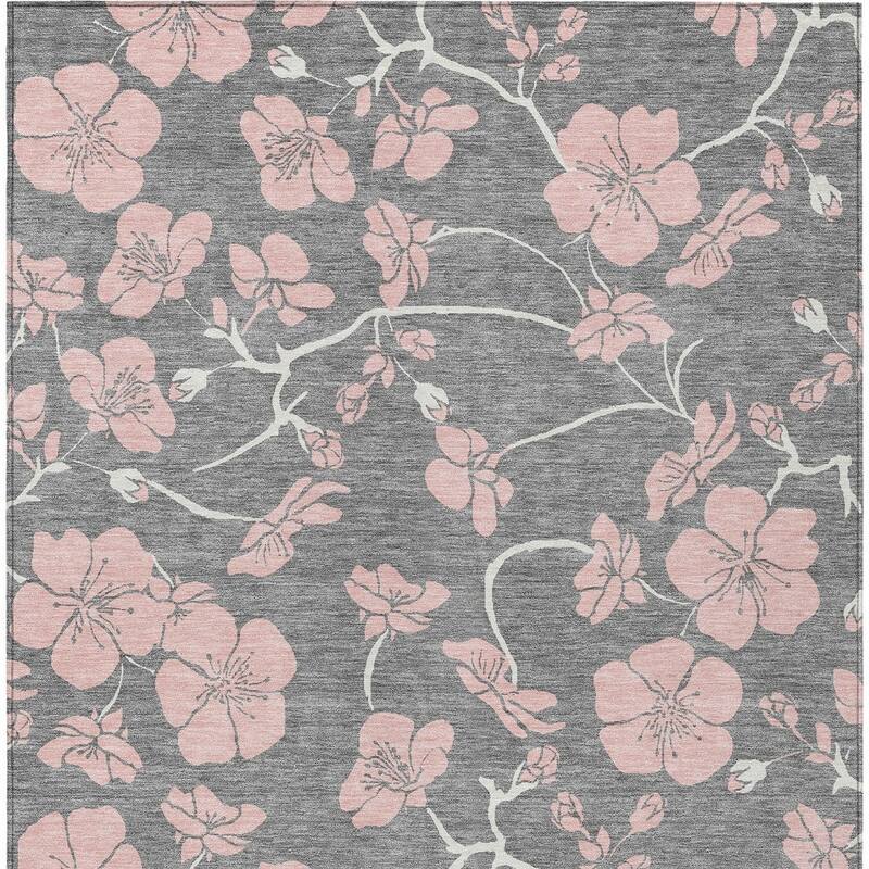 HomeRoots Floral Transitional Rectangle Outdoor Rug