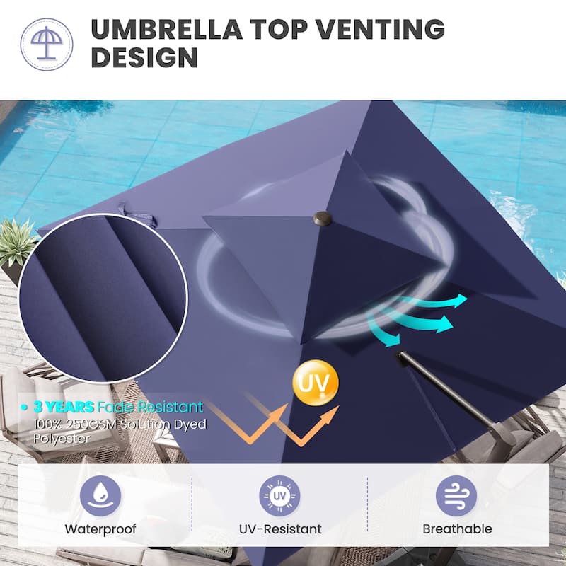 Crestlive Products 11FT Square Patio Offset Double Top Umbrella with Crank