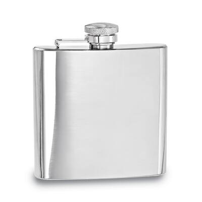 Curata Polished Stainless Steel 6 Ounce Square Flask with Funnel
