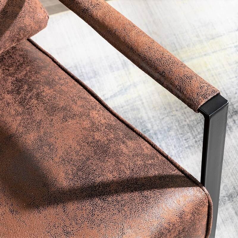 Hosam 25.4" PU/Microfiber Upholstery Metal Arms Chair