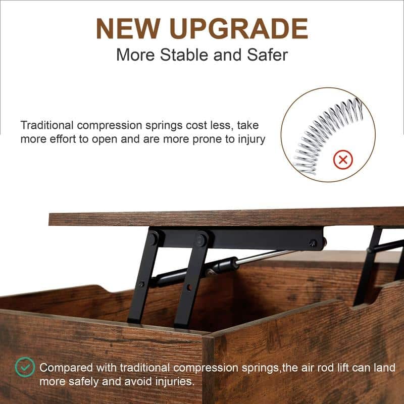 39" Lift-Top Coffee Table with Hidden Storage & Shelf – Ideal for Living Room or Reception Area‌