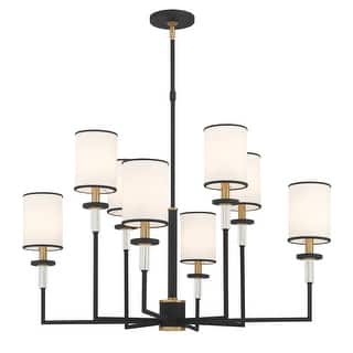 Hatfield 8 Light Black Forged + Vibrant Gold Chandelier