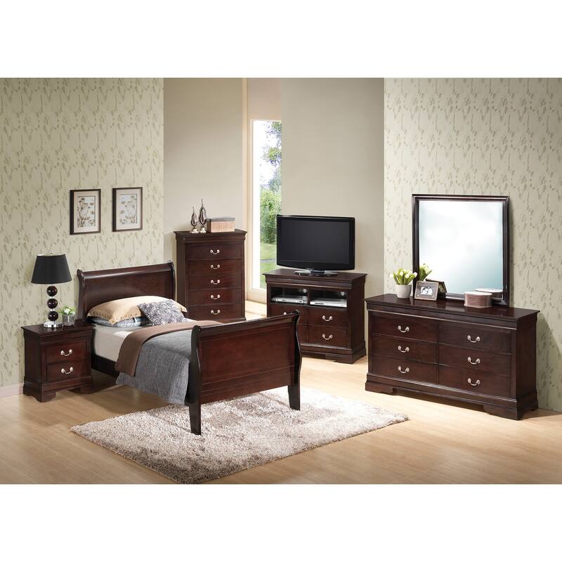 Louis Philippe Twin Sleigh Bed with Headboard and Footboard