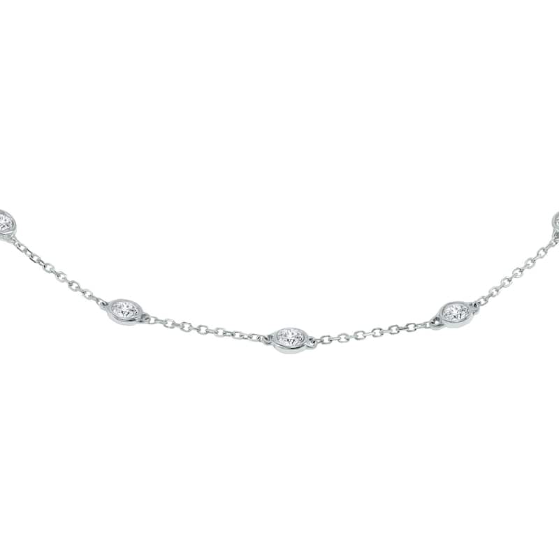 Marquee 1/2 Carat TW Bezel Set Genuine Diamond Station Bracelet in 14K White Gold