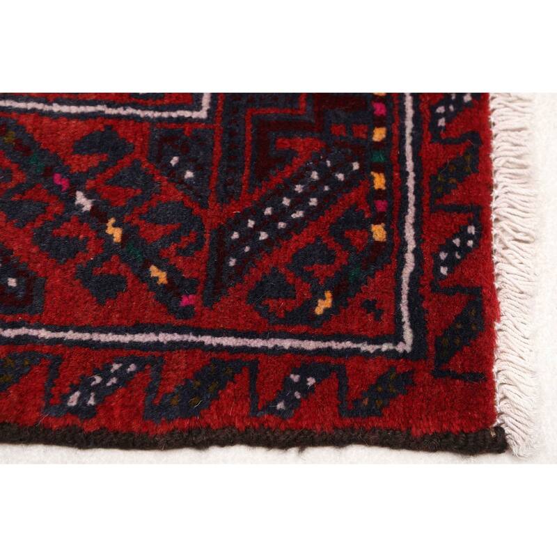 ECARPETGALLERY Hand-knotted Baluch Dark Navy, Red Wool Rug - 3'1 x 6'0