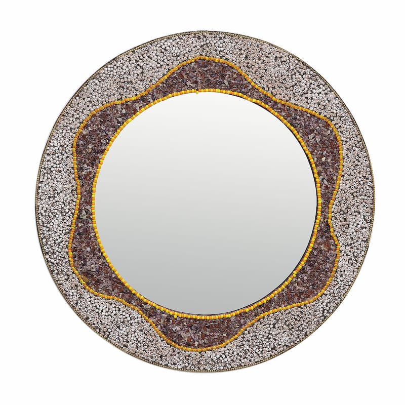 Novica Handmade Vibrant Waves Glass Wall Mirror