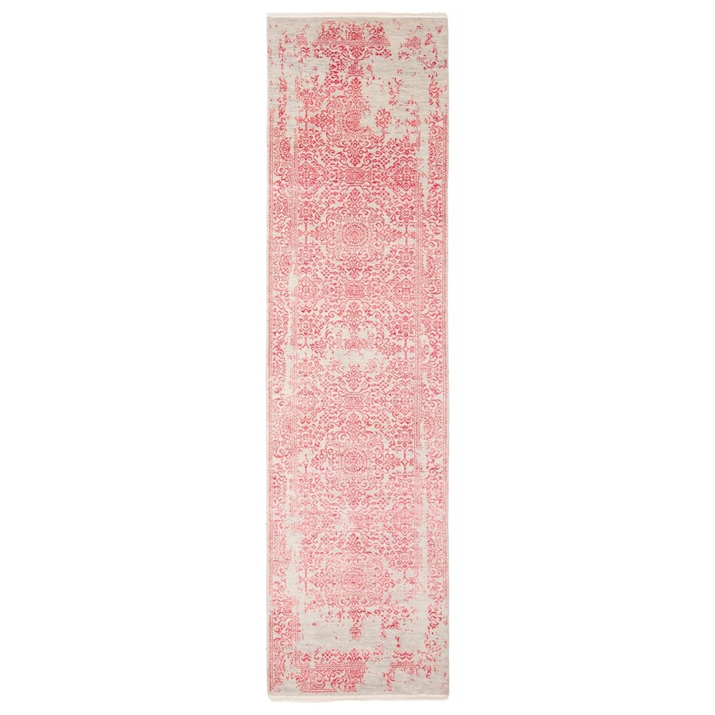 ECARPETGALLERY Hand-knotted Heritage Dark Pink Silk, Wool Rug - 2' 9" x 10' 7"