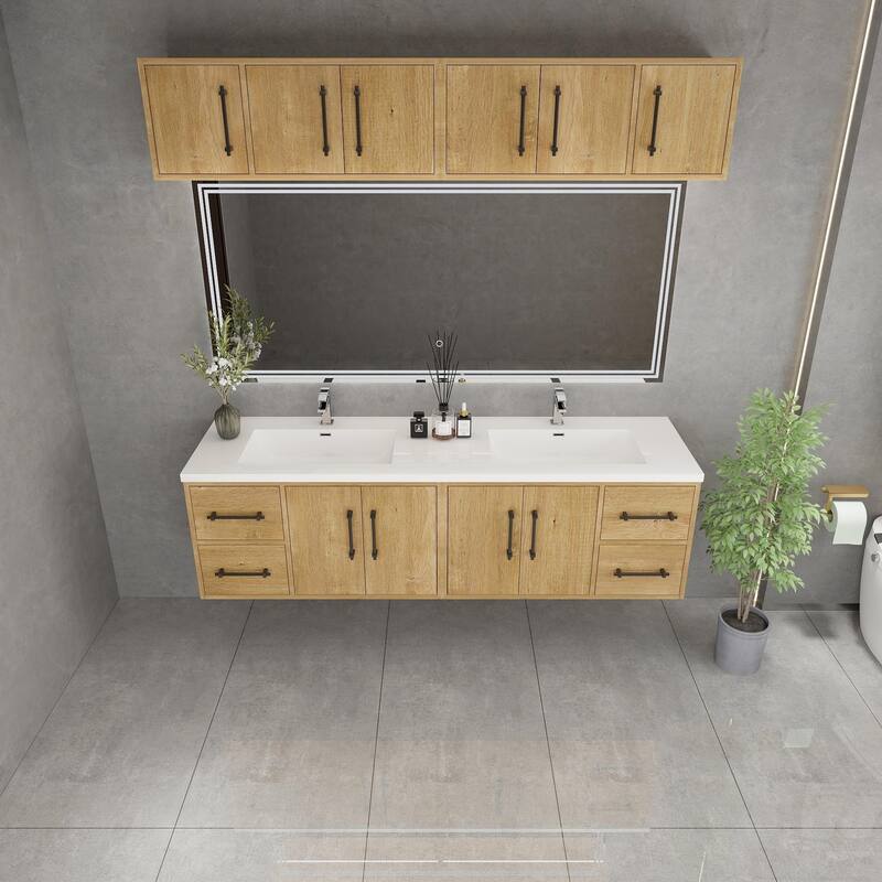 Victoria 72'' Double Sink Wall-Mounted Vanity Set with Motion Sensor LED light Top Cabinet