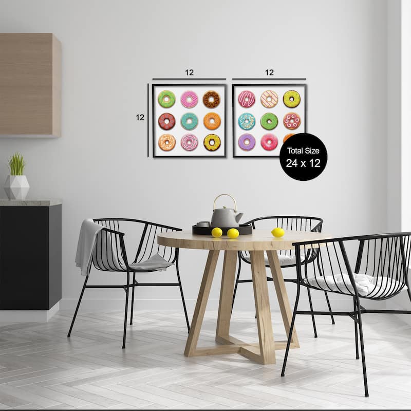 Stupell Bright & Fun Donuts Framed Giclee Art Design By Marcus Prime (Set of 2)