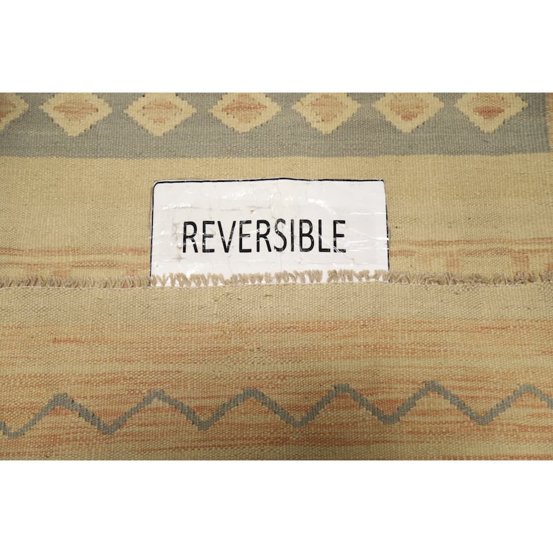 Hand Woven Oriental 100% Wool Carpet Southwestern Tribal Beige & Ivories Kilim Area Rug - 4' 10'' X 2' 10''