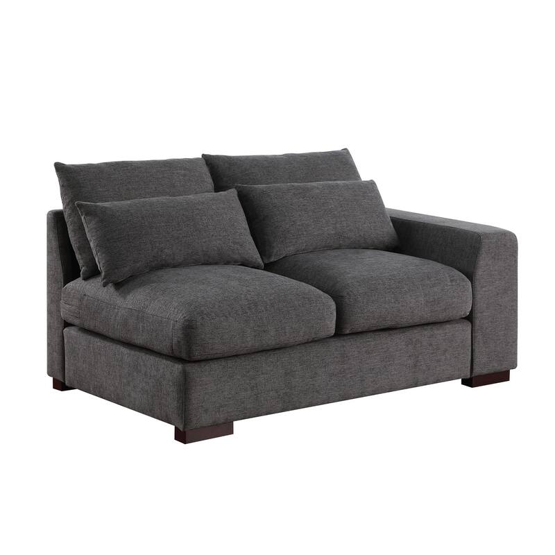 Linen Blend Sectional with 2 Ottomans