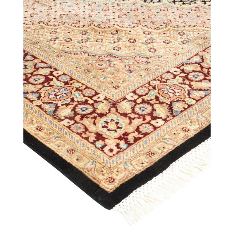 Overton Hand Knotted Wool Traditional Oriental Black Area Rug - 6' x 9'