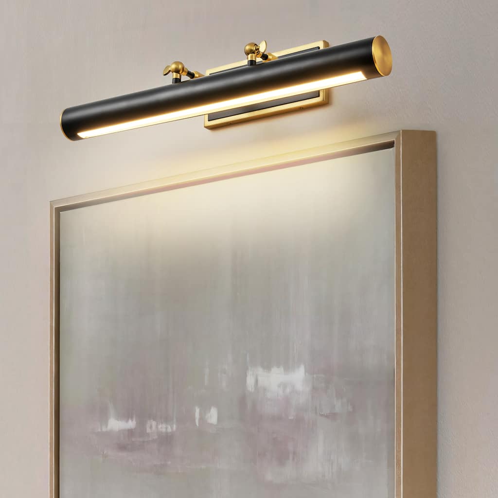 23.8" Vintage Industrial Black&Gold Linear LED Bathroom Vanity Light, Picture Lights - 23.8 in. W x 9.4 in. H x 11.4 in. D