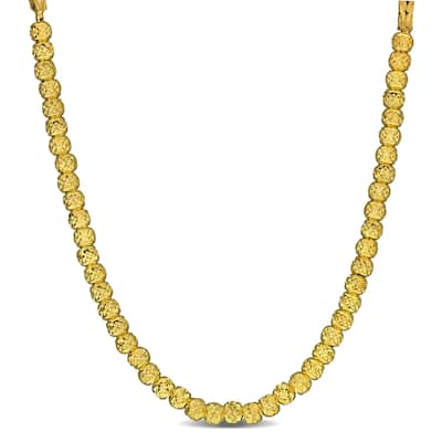 Miadora 2.5mm Bead 1.7mm Wheat Link Chain Necklace in Yellow Silver