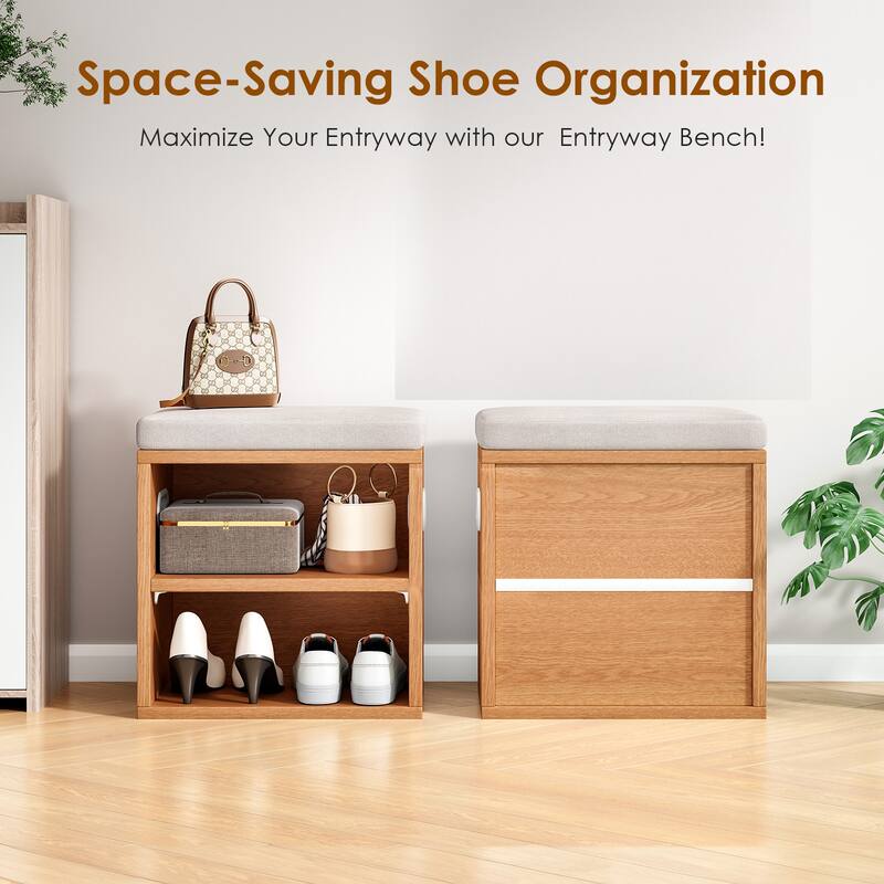 Small Shoe Bench for Entryway with Cushion Shoe Bench with Storage and Seating, Seat Entryway Shoe Rack, Entryway