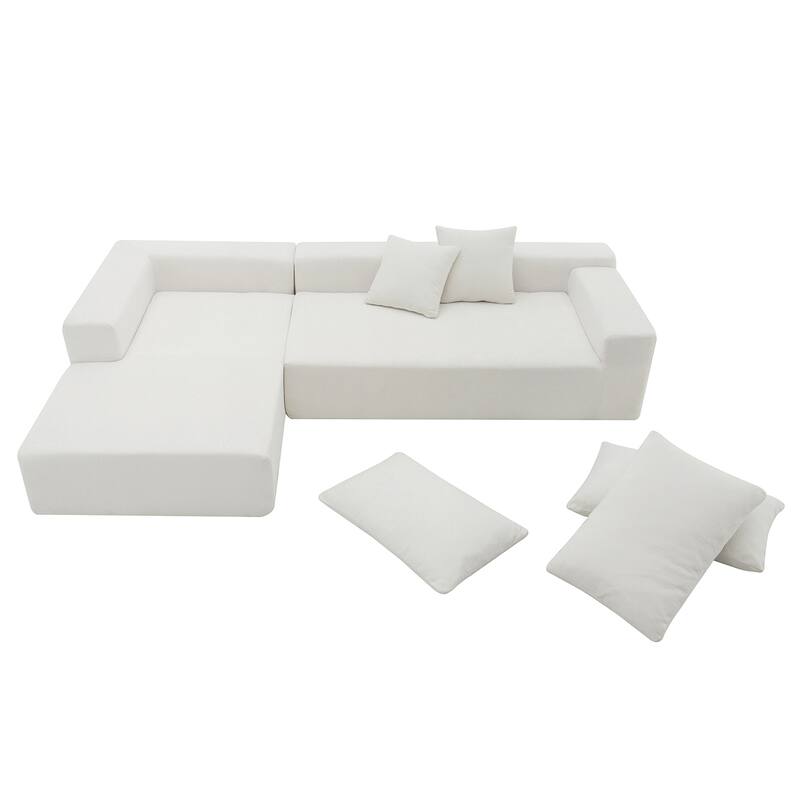 Modular L-Shape Sectional Sofa Set, Upholstered Sleeper Sofa