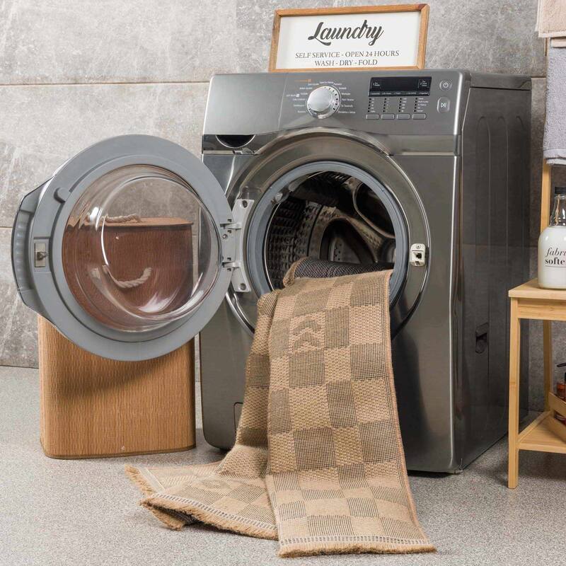 Hauteloom Nairi Machine Washable Jute Checkered Area Rug