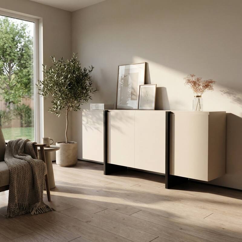 Meble Furniture Kinzie 180 Sideboard 71" Wide x 32" High - Matte Two-Tone Modern Buffet Credenza with Cabinet Storage