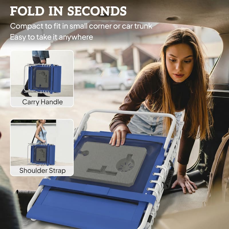 Outsunny Tanning Chair Set of 2 with Face Hole, Side Table, 5-Position Reclining Folding Chaise Lounge Chair