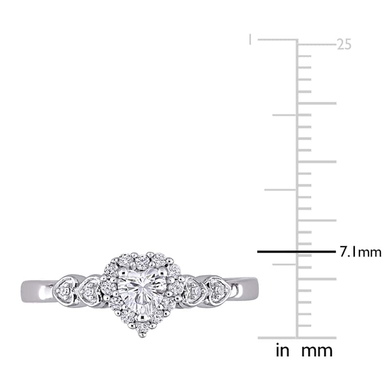 Miadora Sterling Silver Created White Sapphire & Diamond Accent Halo Heart Engagement Ring