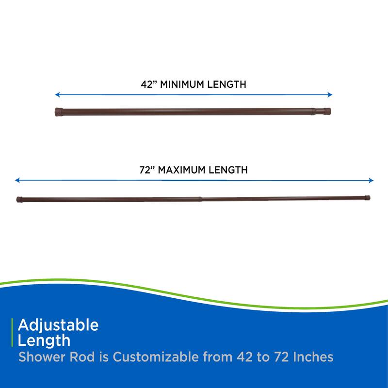 Kenney Twist & Fit No Tools Spring Tension Shower Curtain Rod, 42-72"